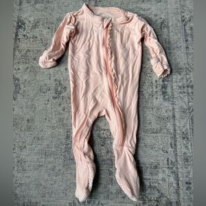 Kickee Pants Peach Ruffled Zipped Footie 0-3 Months